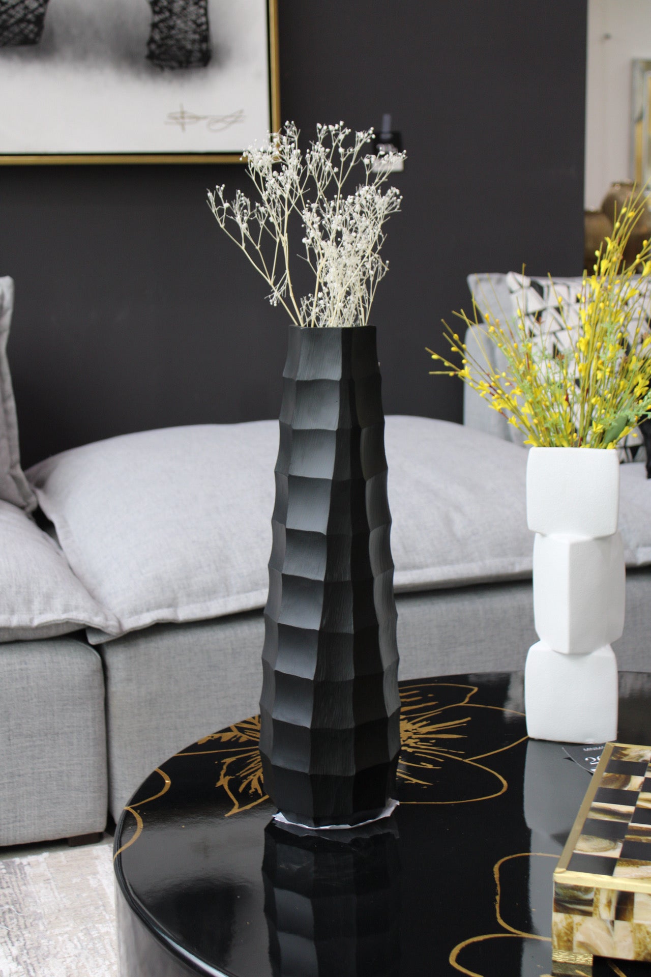 Terini Medium Metal Vase, Black