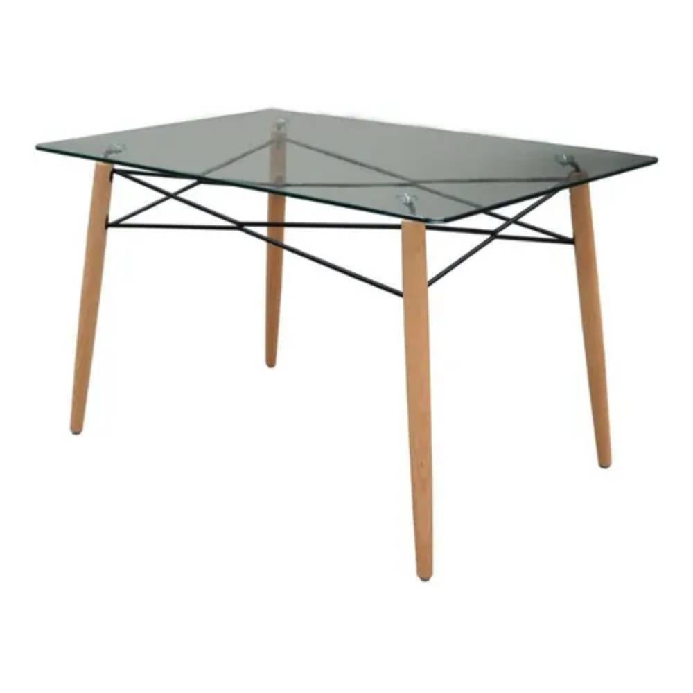 Mesa Sharik Cristal con madera